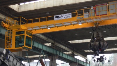 Double Girder Bridge Crane GDMJ 8t/16,5m with cabin and grab for KOVOHUTĚ Příbram