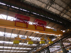 Special bridge cranes with cantilevered hoists, NYPRO Přerov