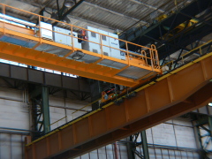 Special bridge cranes with cantilevered hoists, NYPRO Přerov