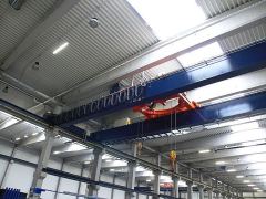 Bridge cranes of GIGA - double girder bridge crane GDMJ 20t:24,8m with a rotary hoist