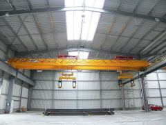 Bridge cranes of GIGA - double girder bridge crane GDMJ 2x10t:25,5m with rope stabilization on magnet traverse