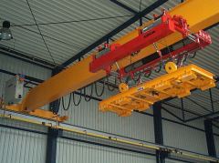 Bridge cranes of GIGA - bridge crane single girder with rope stabilization on magnet traverse